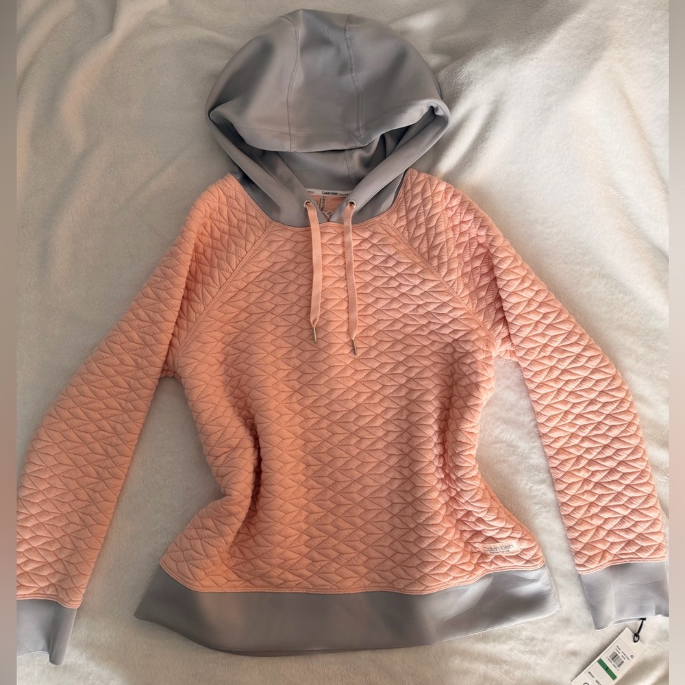 Calvin Klein Pink and Gray Quilted Hoodie